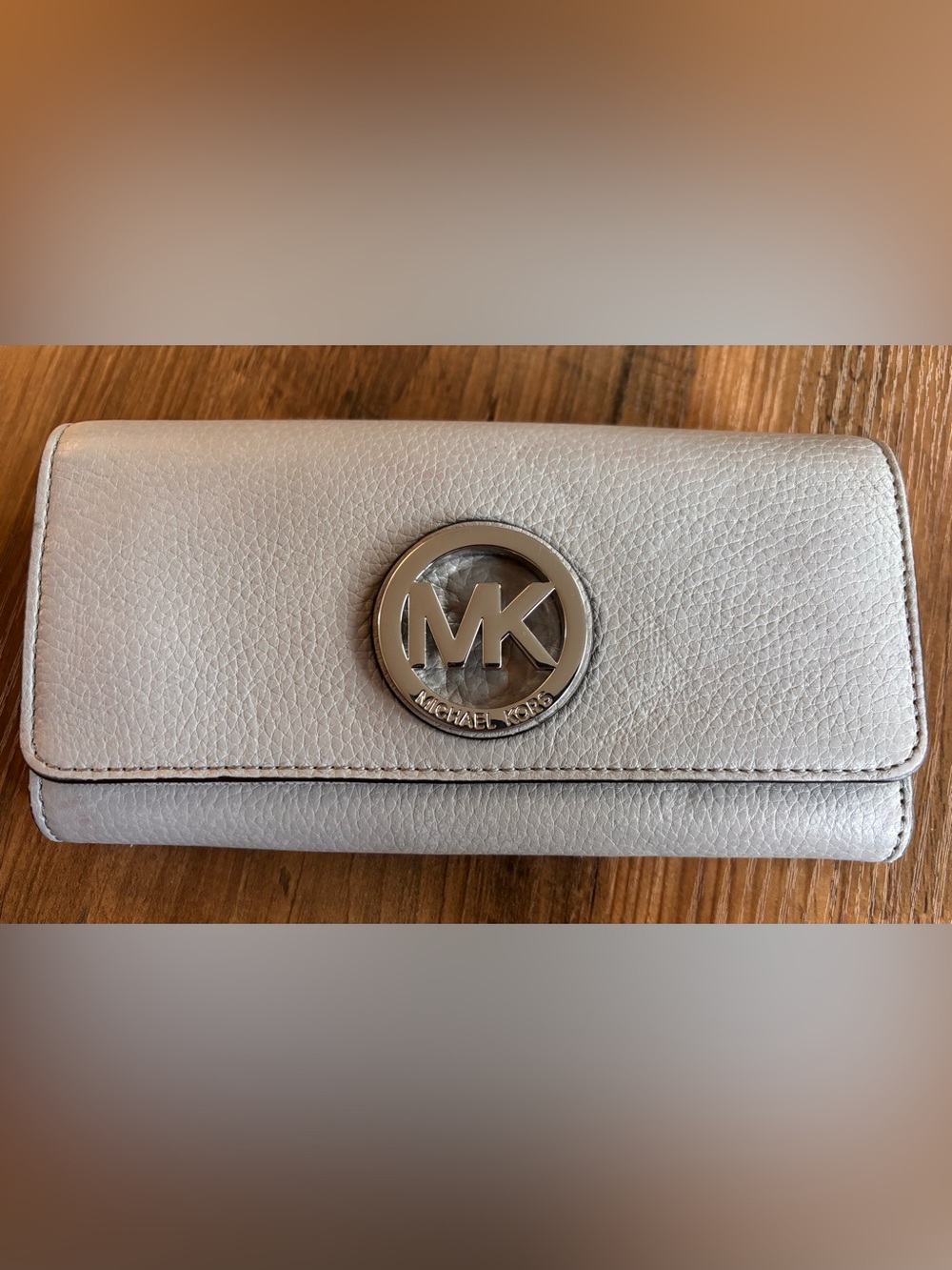 Michael Kors Pebbled Leather Wallet in Light Taupe